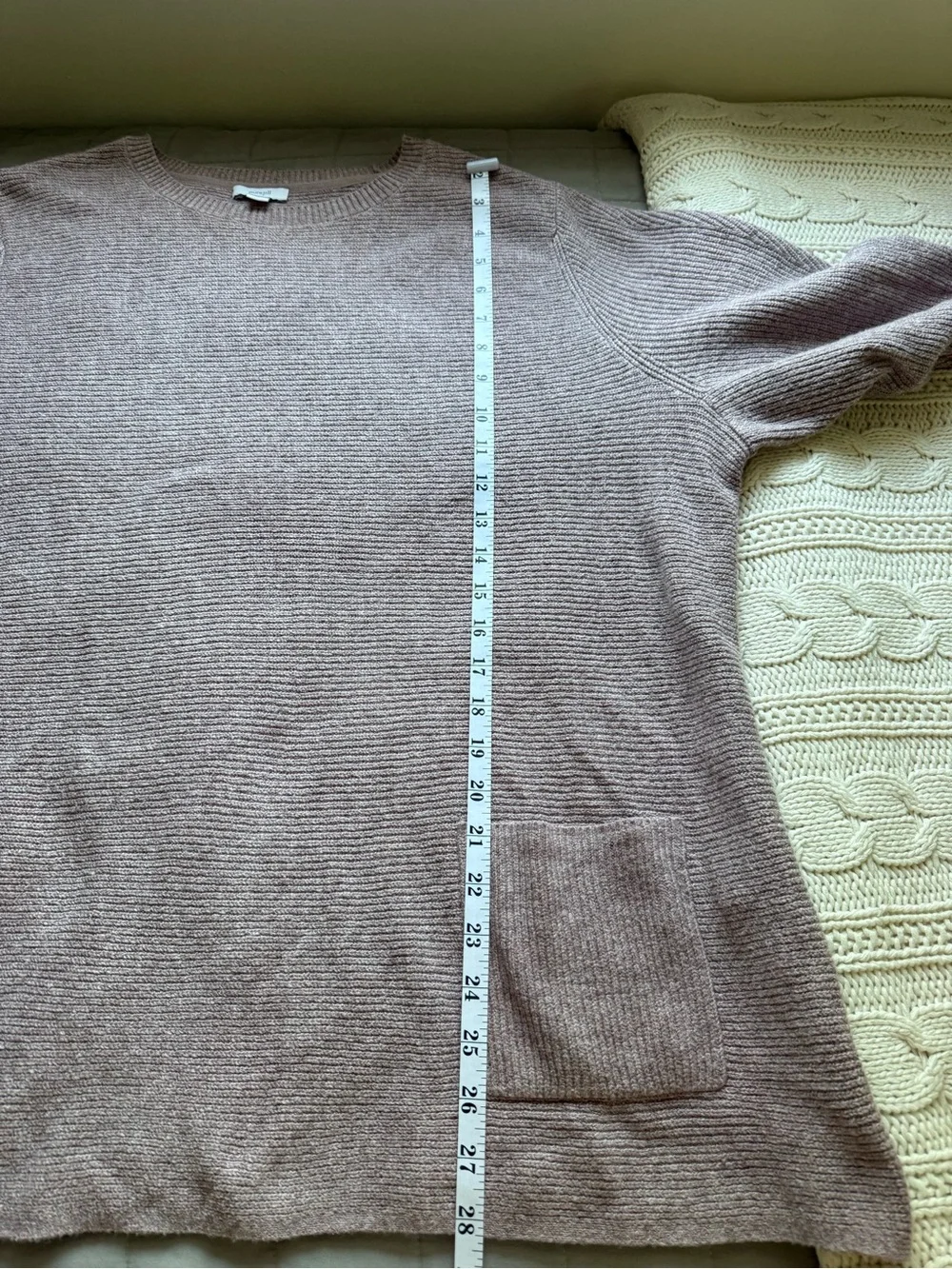 J. Jill Dusty Rose Lightweight Ribbed Crewneck Sweater with Pocket -XL